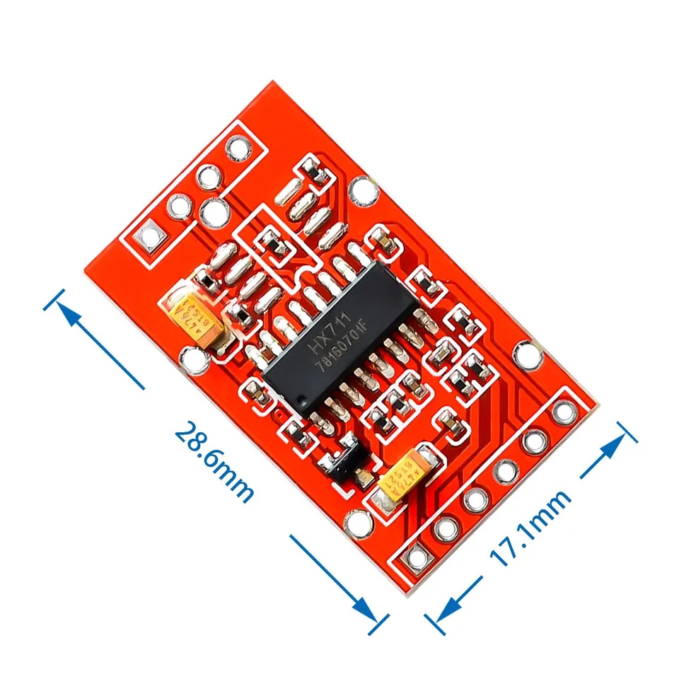 Carte amplificatrice HX711 connectée à une cellule de charge pour systèmes de pesée